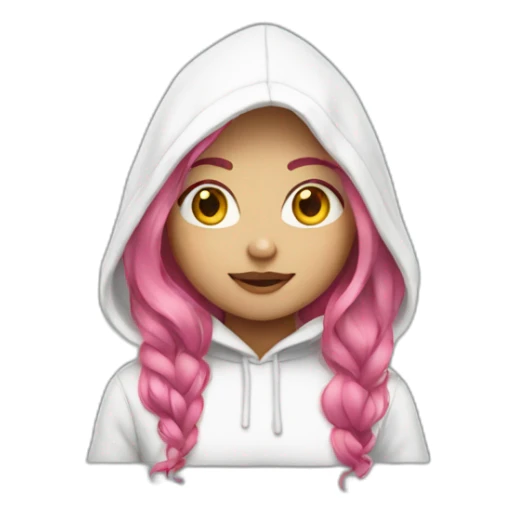 Long pink hair girl in white hoodie sticker