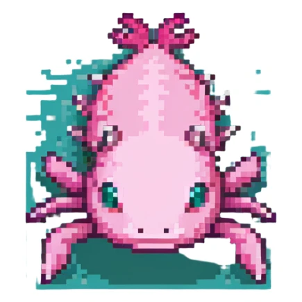 pink Minecraft axolotl, authentic blocky style and proportions, pixel art sticker