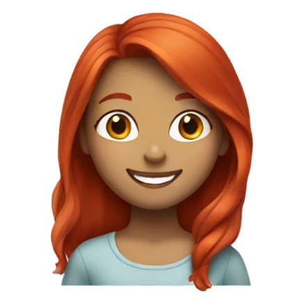 girl with red hair and smile sticker