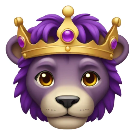 un leon de color morado con una corona sticker