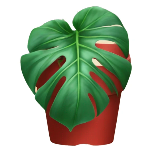 green and white monstera in red pot sticker