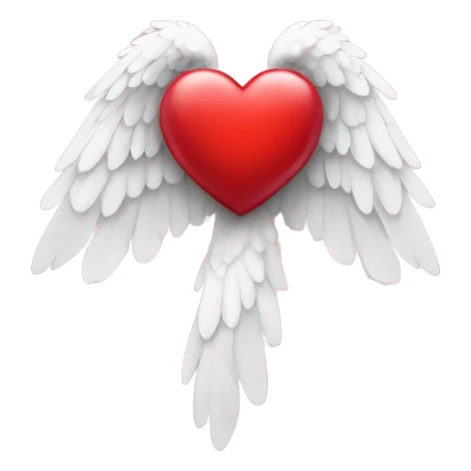 Red heart with angel wings  sticker