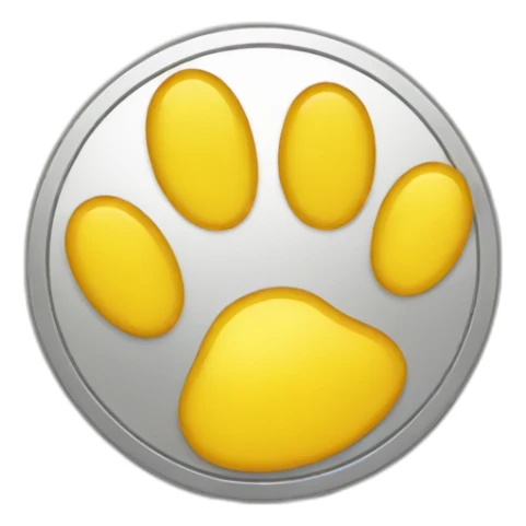coin with paw yellow cartoony sticker