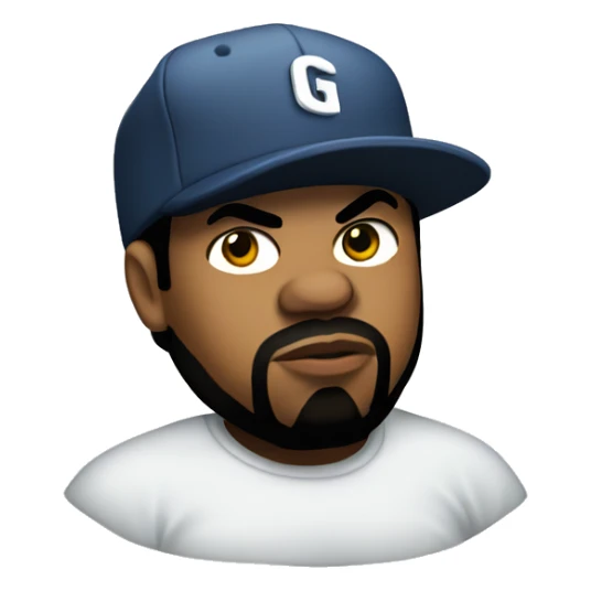 The rapper Ice Cube with the word GG sticker