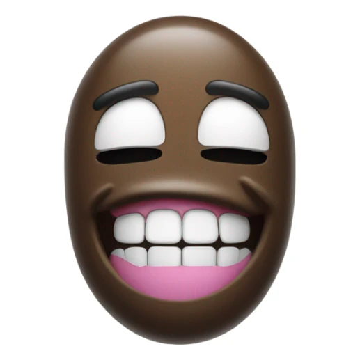 poop emoji with titanium black and white grills teeth smiling widely with its eyes closed sticker