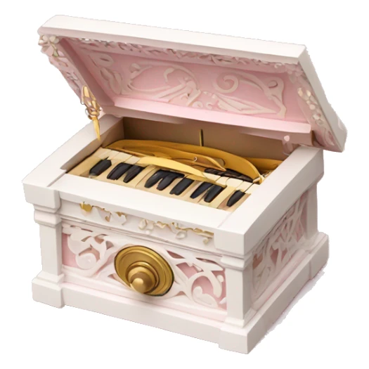 “Create a music box emoji with intricate details and soft pink and white tones.” sticker