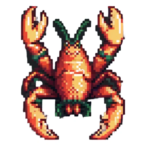 detailed lobster with raised claws sticker