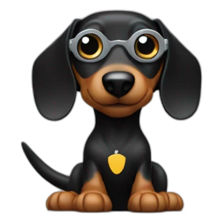 a black dachshund dog holds a camera SONY in its paws medium plan sticker