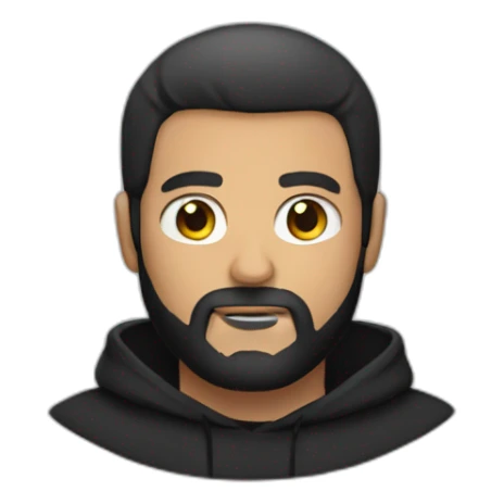 white bold man with black beard wearing a black hoodie sticker