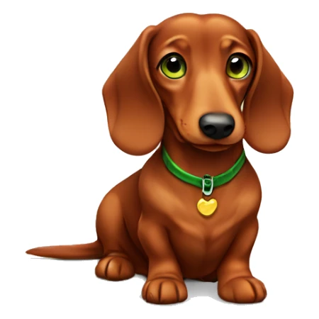 red long haired dachshund sitting with green eyes sticker