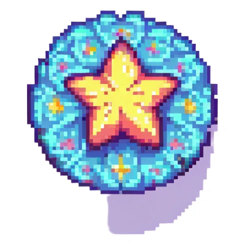 a star, pixel art style, retro and vibrant sticker