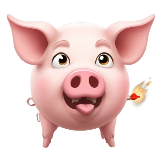 The pig is shooting and the trigger has a heart fire. sticker