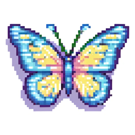 shiny butterfly with transparent background pixel art sticker
