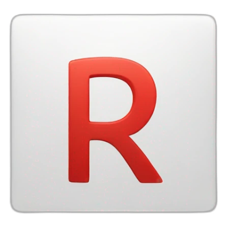 Capital letter R white colour in red colour square  sticker