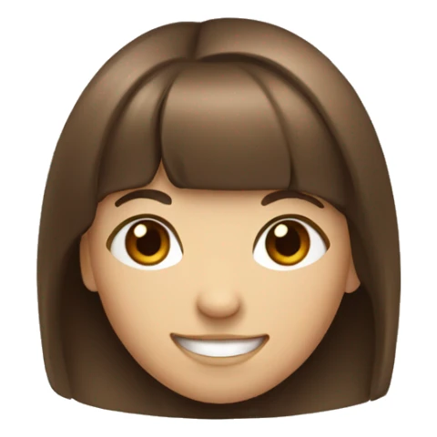 smiling girl with brown hair and bangs sticker