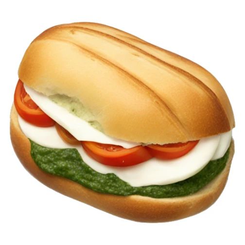 Panino with tomato, mozzarella and green pesto  sticker