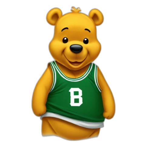 Winnie-the-Pooh wearing boston celtics jerssey sticker