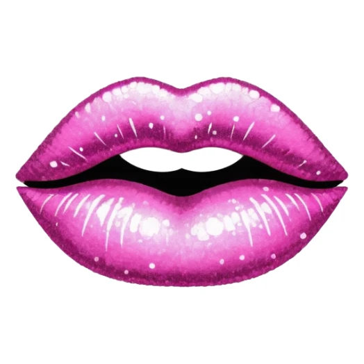 glitter pink mark of lipstick kiss sticker