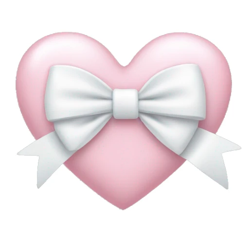Pastel pink heart with white bow sticker