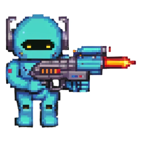 emoji holding a sci-fi blaster sticker