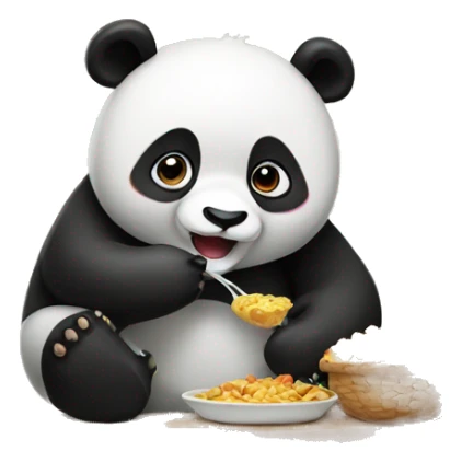 Panda eating a lots of food sticker