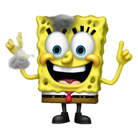 SpongeBob with smoke coming out of him sticker