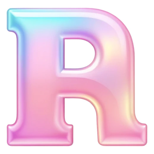 Iridescent pastel pink Font setting icon with letter  sticker