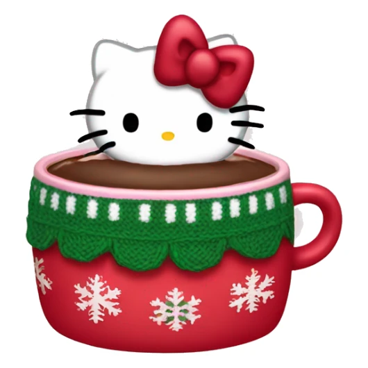 Hello kitty with hot chocolate and Christmas sweater  sticker