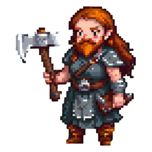 dwarf woman with a beard and axe sticker