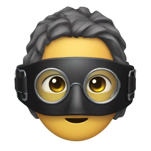 black elastic head mask with metal goggles sticker