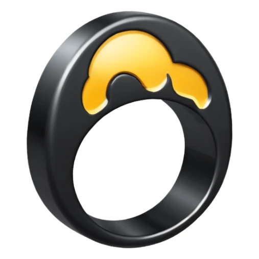 iOS emoji, minimal dark fantasy ring, black metal, flat sticker