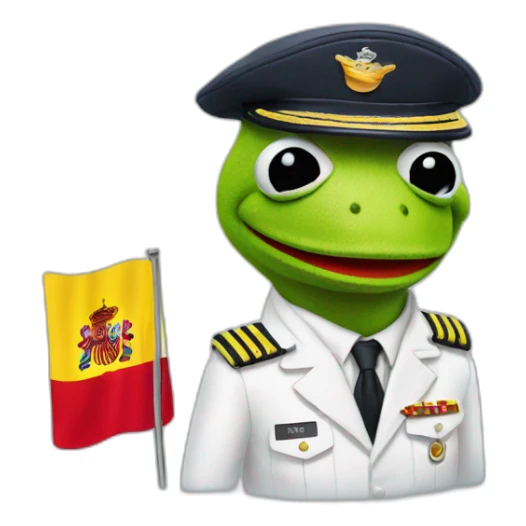 kermit as airline pilot with spanish flag in the background sticker