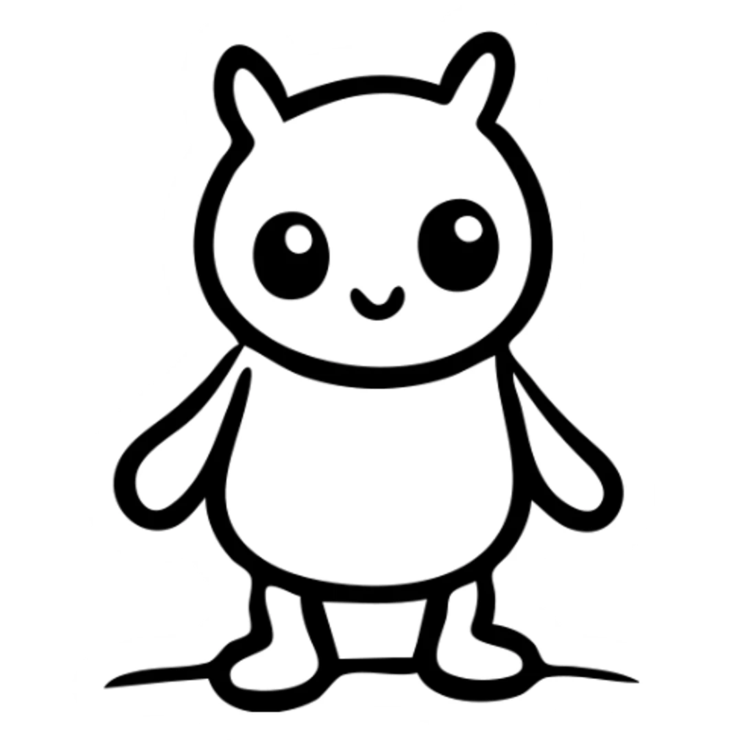 cute digimon monster with big head and small body sticker