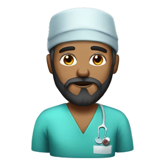 White Surgeon with long dark hair and big beard sticker