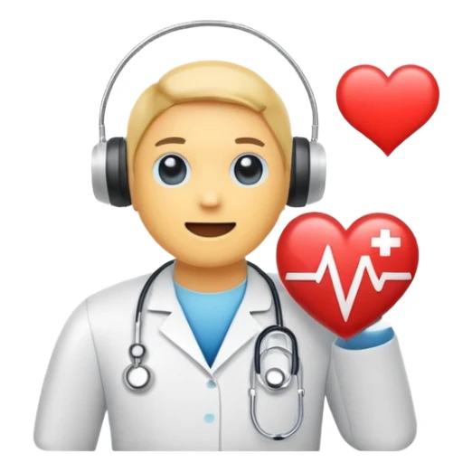 Medical chatbot logo emoji, speech bubble + heartbeat, minimal, friendly, professional sticker