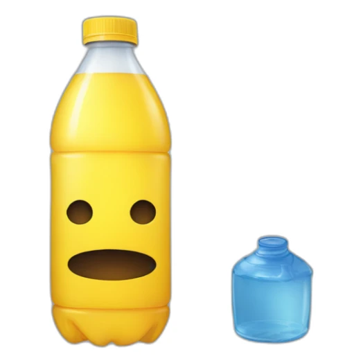 dark yellow water in a water bottle laying on it's side sticker