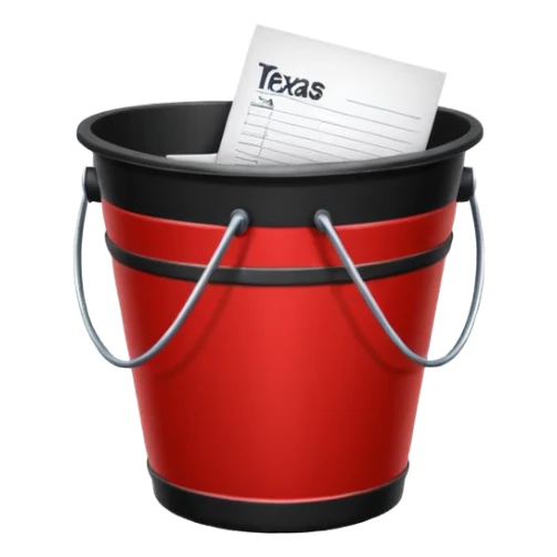 black bucket paper with names in it with red texas on front  sticker