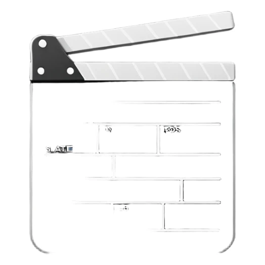 absolute minimalist film slate icon, just geometric shapes, 3-4 lines only sticker