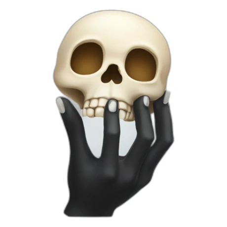 Hand holding skull sticker
