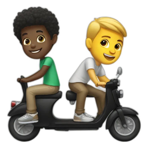 Black boy and white boy riding a scooter  sticker