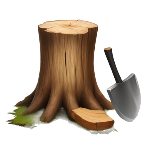 Realistic wood stump with axe chopping it sticker