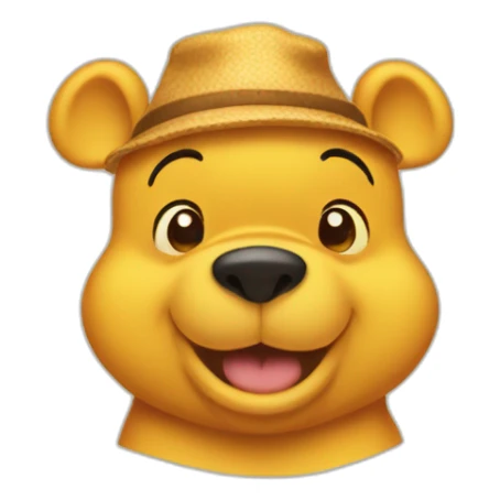 winnie the pooh wearing a poo emoji hat sticker