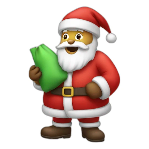 Santa carrying his sack with a phone sticker