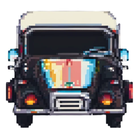 tuk tuk transport, pixel art style, retro look sticker