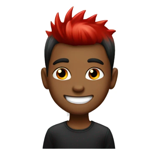 kid half black half red spike hair with mischievous grin sticker