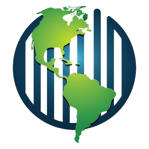 Clean minimalistic logo on 3:2 ratio canvas with circular motif. Inside circle: barcode transitioning into globe. Soft gradients of green and blue suggesting sustainability and trust. Sleek, professional, contemporary style focused on simplicity. sticker