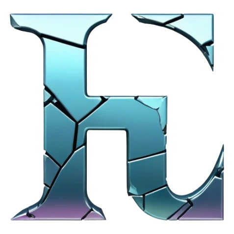 Stylized letter T with glitch effects or cracked edges sticker