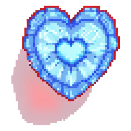 A red 3D heart with a bright glowing blue star inside sticker
