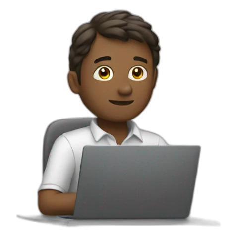 Man sitting in front of laptop sticker