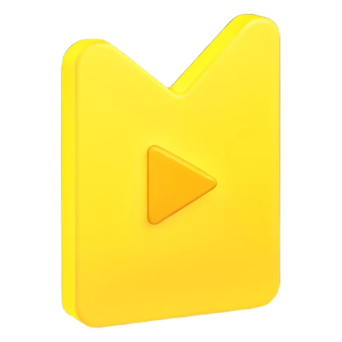 Graphic: 🎥 Play button icon (white) with yellow glow.
Animation: Play button pulses softly.
Background: Transparent.


 sticker